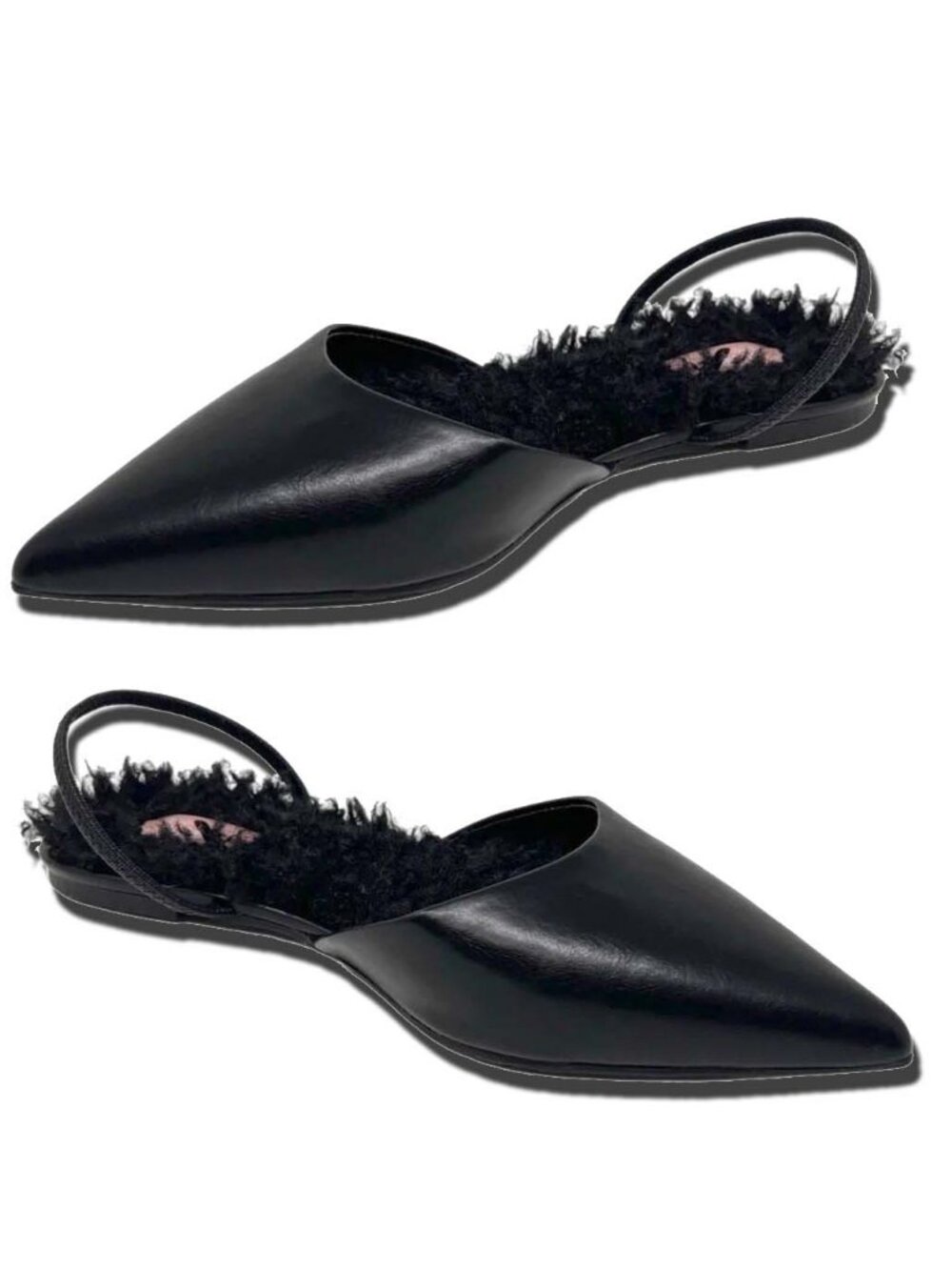 NEW WOMEN'S GLAZE FLATS SIZE 5 1/2 (5.5) FAUX FUR SOLES LEATHER STRAP (GAL- 4)